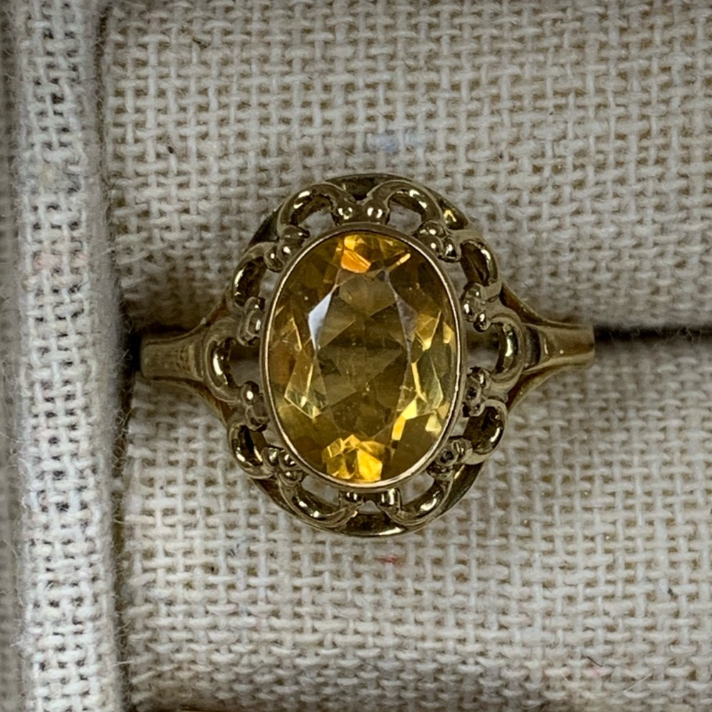 SOLD Citrine 9k gold ring vintage antique